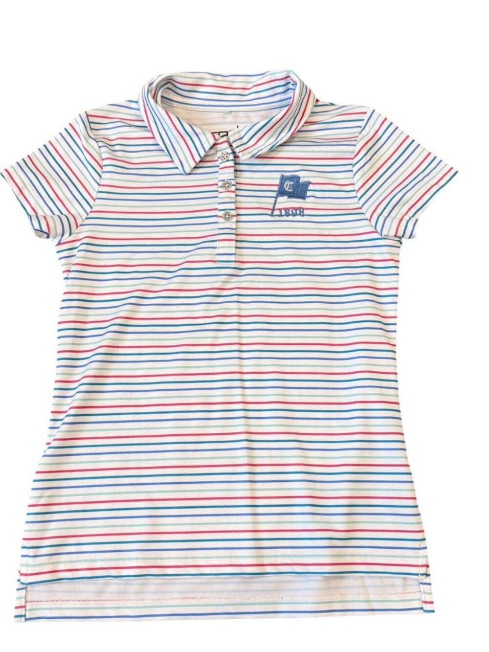 Garb Kids Striped Polo Shirt UPF 50+ Age 5-6 Small Short Sleeve White/Multicolor